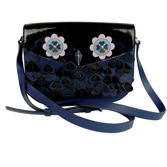 Kate Spade Zibbi Medium Flap Owl Navy Shoulder Bag - Picture 2 of 9